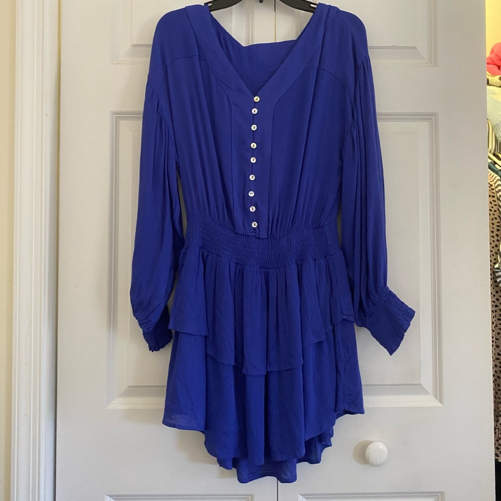 Blue red dress boutique drop waist dress size S